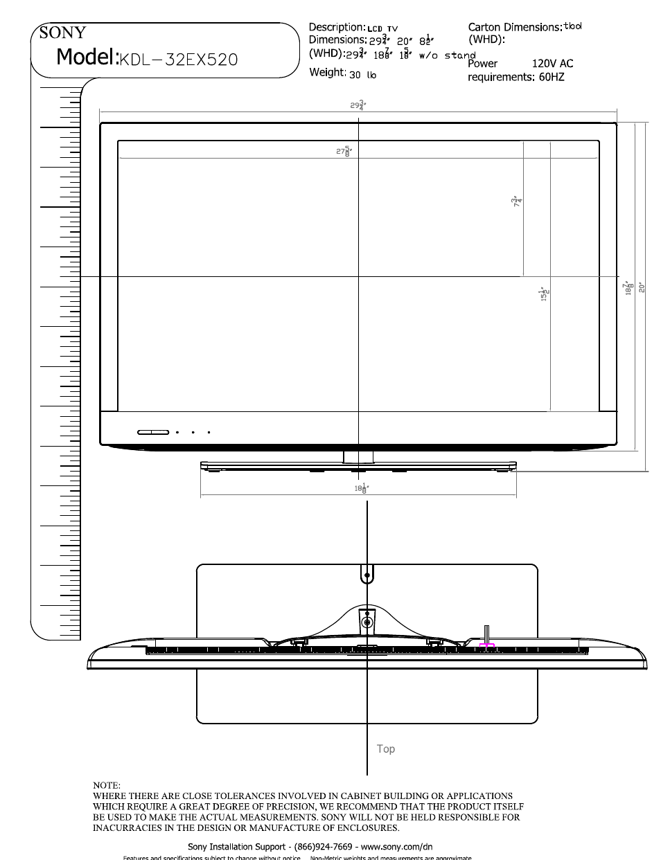 Sony KDL-32EX520 User Manual | 3 pages