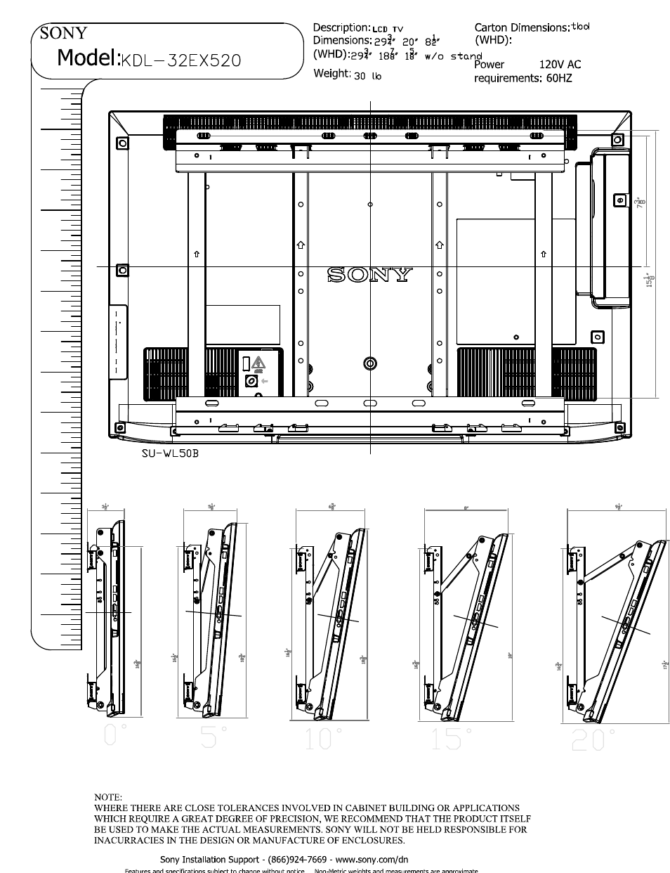 Model | Sony KDL-32EX520 User Manual | Page 3 / 3