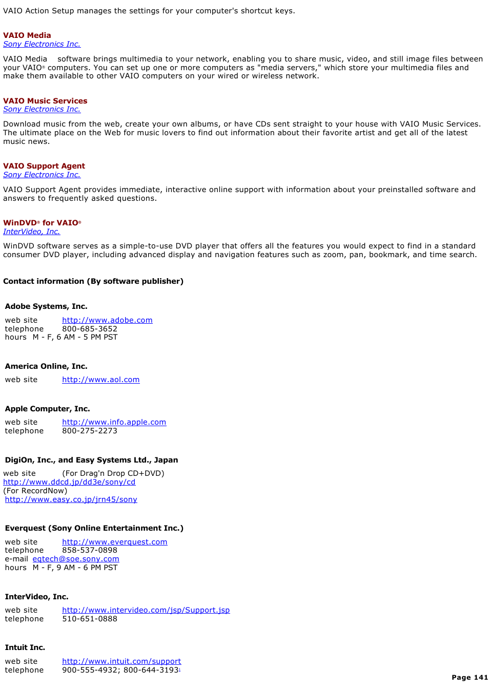 Sony PCV-RS500CG User Manual | Page 141 / 143