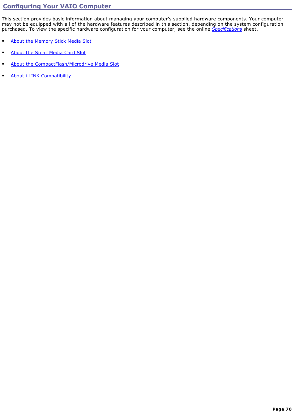 Configuring your vaio computer | Sony PCV-RS500CG User Manual | Page 70 / 143