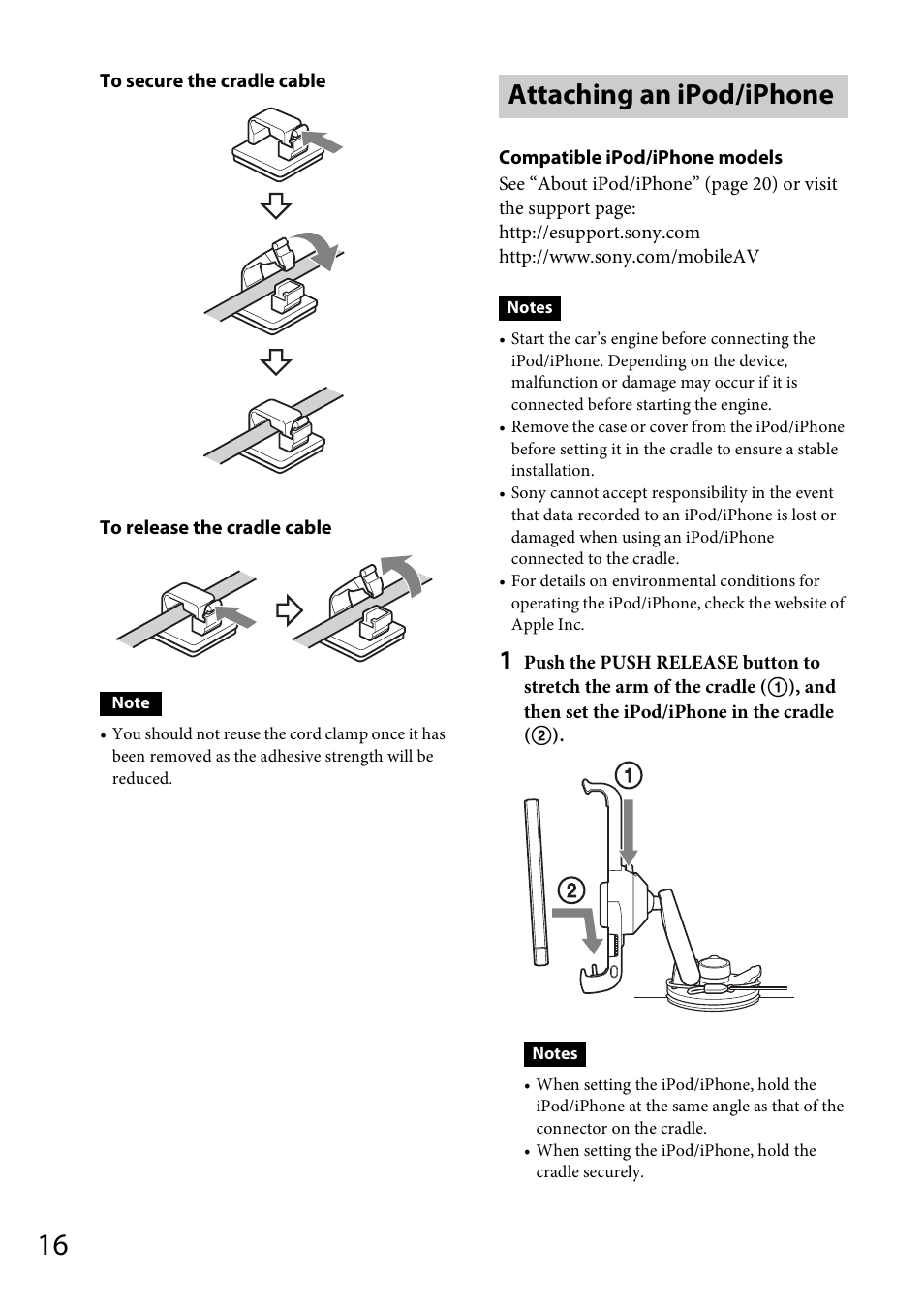 Attaching an ipod/iphone | Sony XDP-PK1000 User Manual | Page 16 / 52
