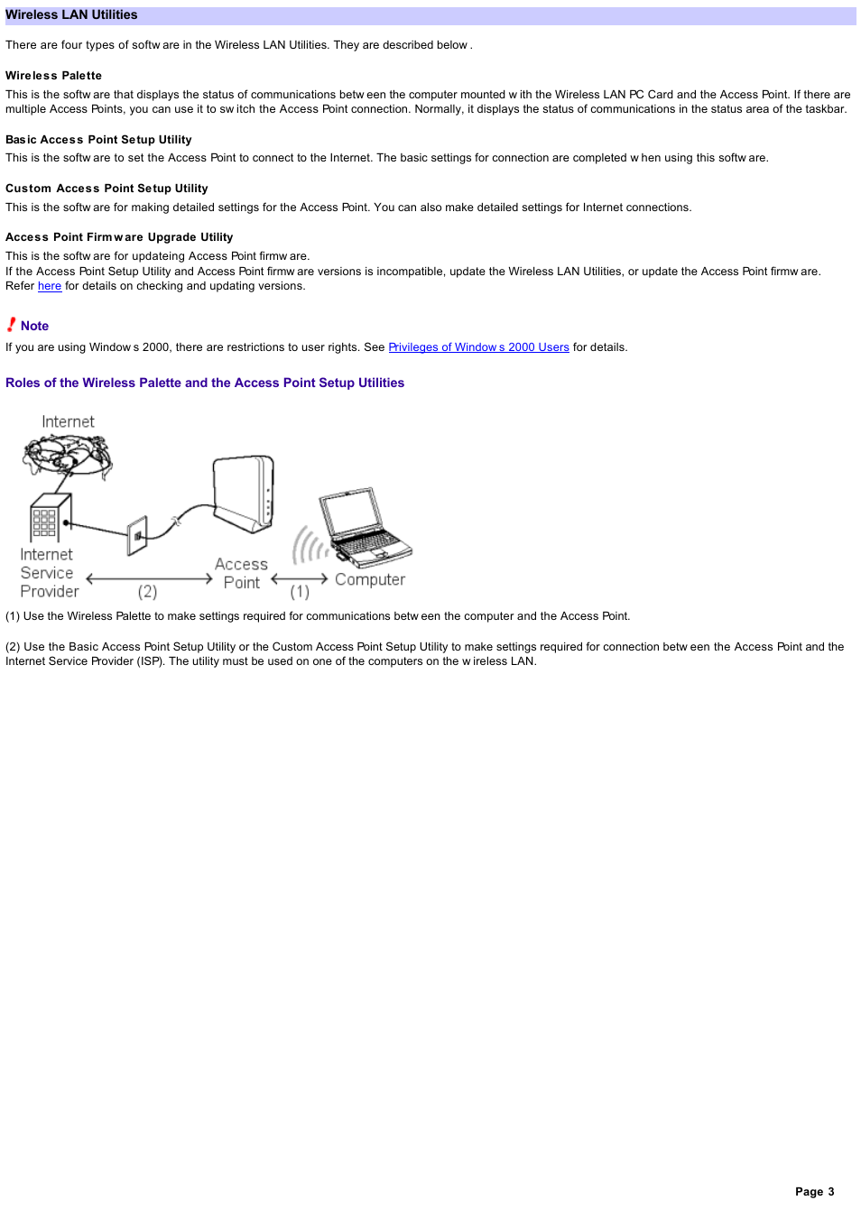 Wireless lan utilities | Sony PCWA-A100 User Manual | Page 3 / 61