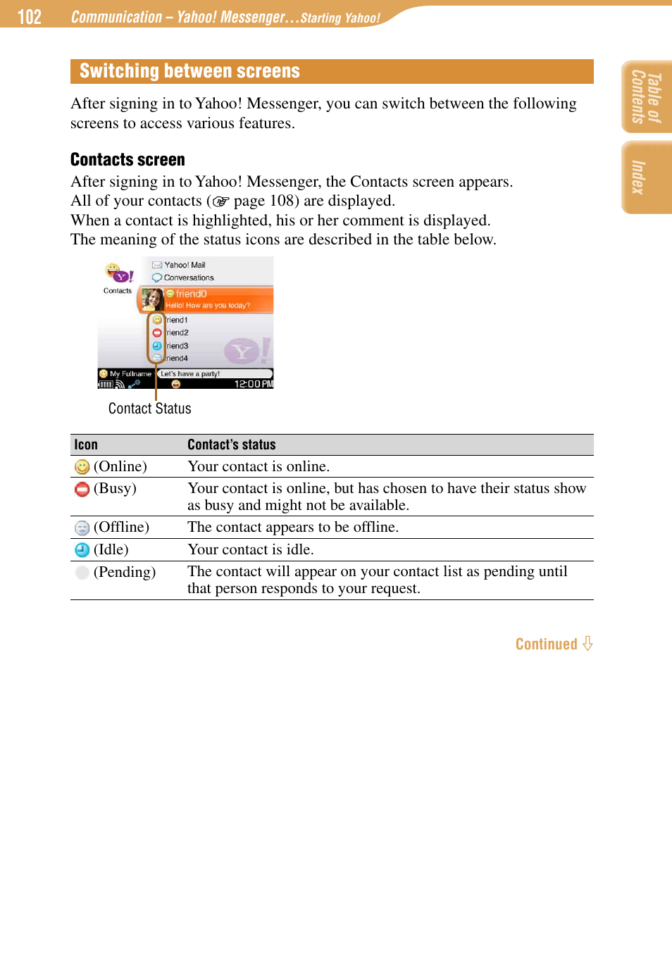 Switching between screens | Sony COM-1 User Manual | Page 102 / 252