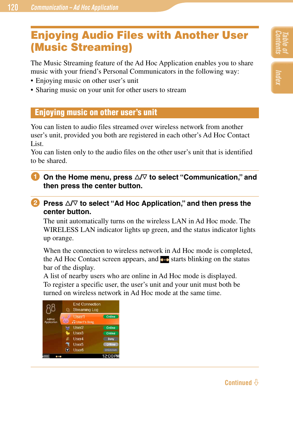 Enjoying music on other user’s unit | Sony COM-1 User Manual | Page 120 / 252