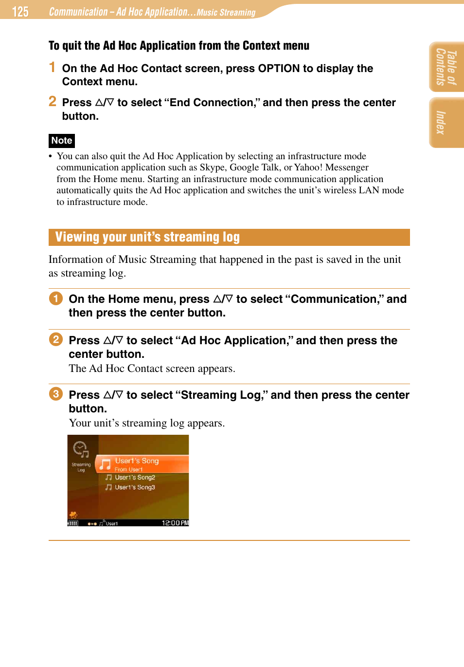 Viewing your unit’s streaming log | Sony COM-1 User Manual | Page 125 / 252