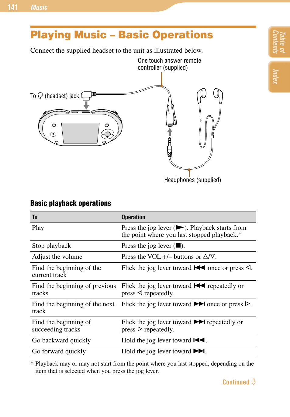 Playing music – basic operations | Sony COM-1 User Manual | Page 141 / 252