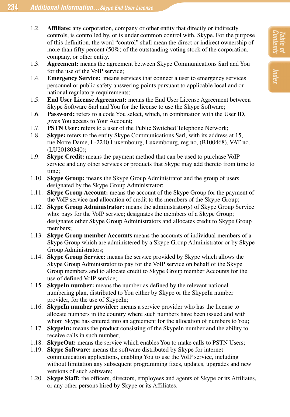 Index table of contents | Sony COM-1 User Manual | Page 234 / 252
