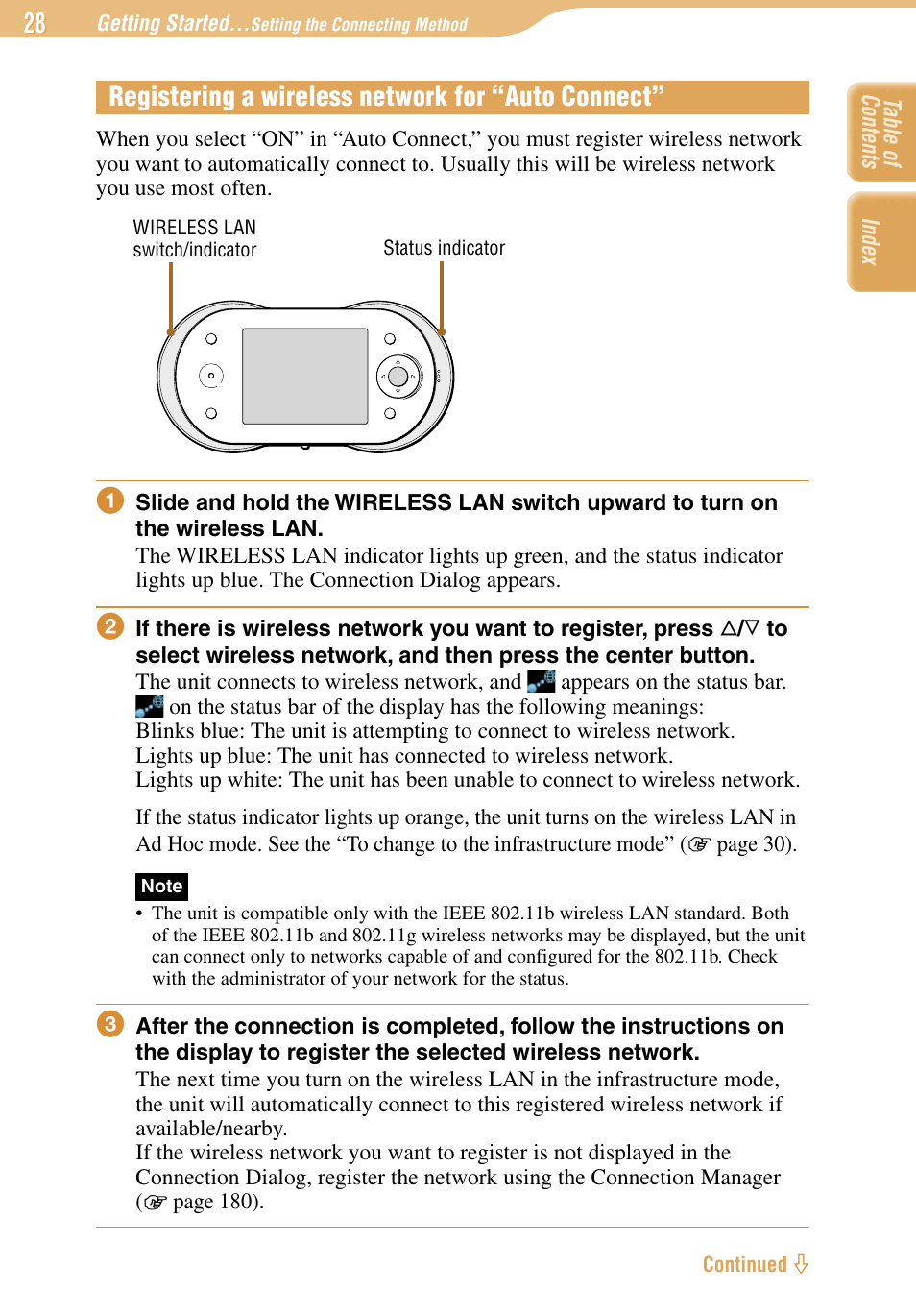 Registering a wireless network for “auto connect | Sony COM-1 User Manual | Page 28 / 252