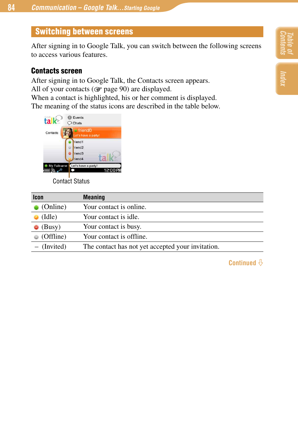 Switching between screens | Sony COM-1 User Manual | Page 84 / 252