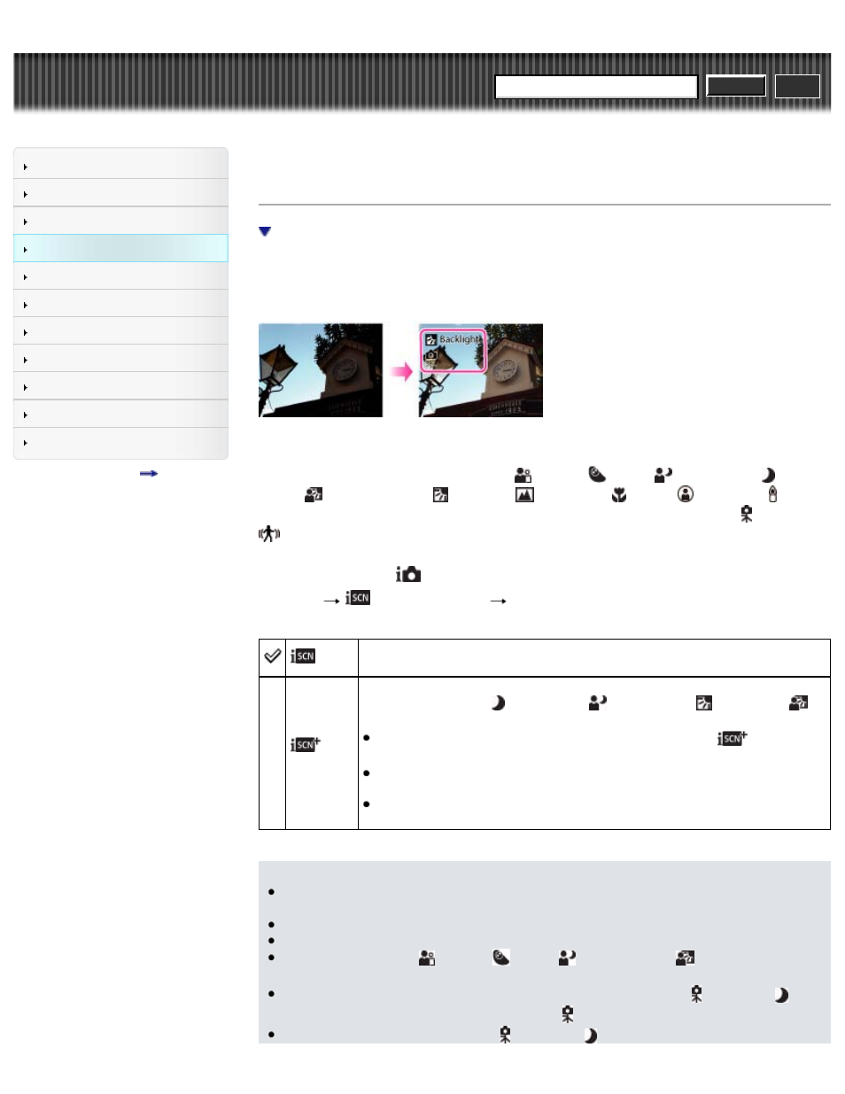 Scene recognition, Cyber-shot user guide | Sony DSC-HX10V User Manual | Page 127 / 273