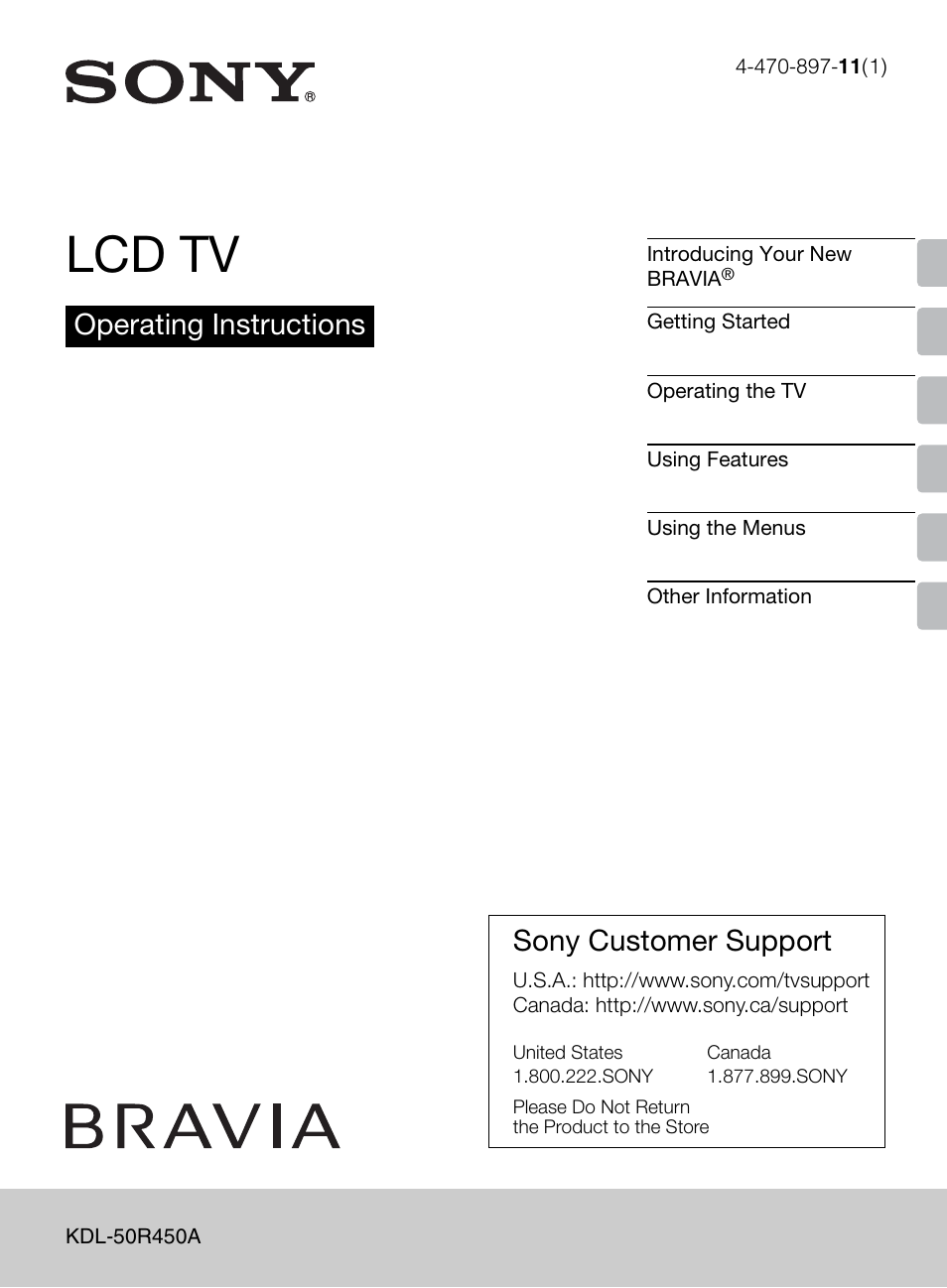 Sony KDL-50R450A User Manual | 68 pages