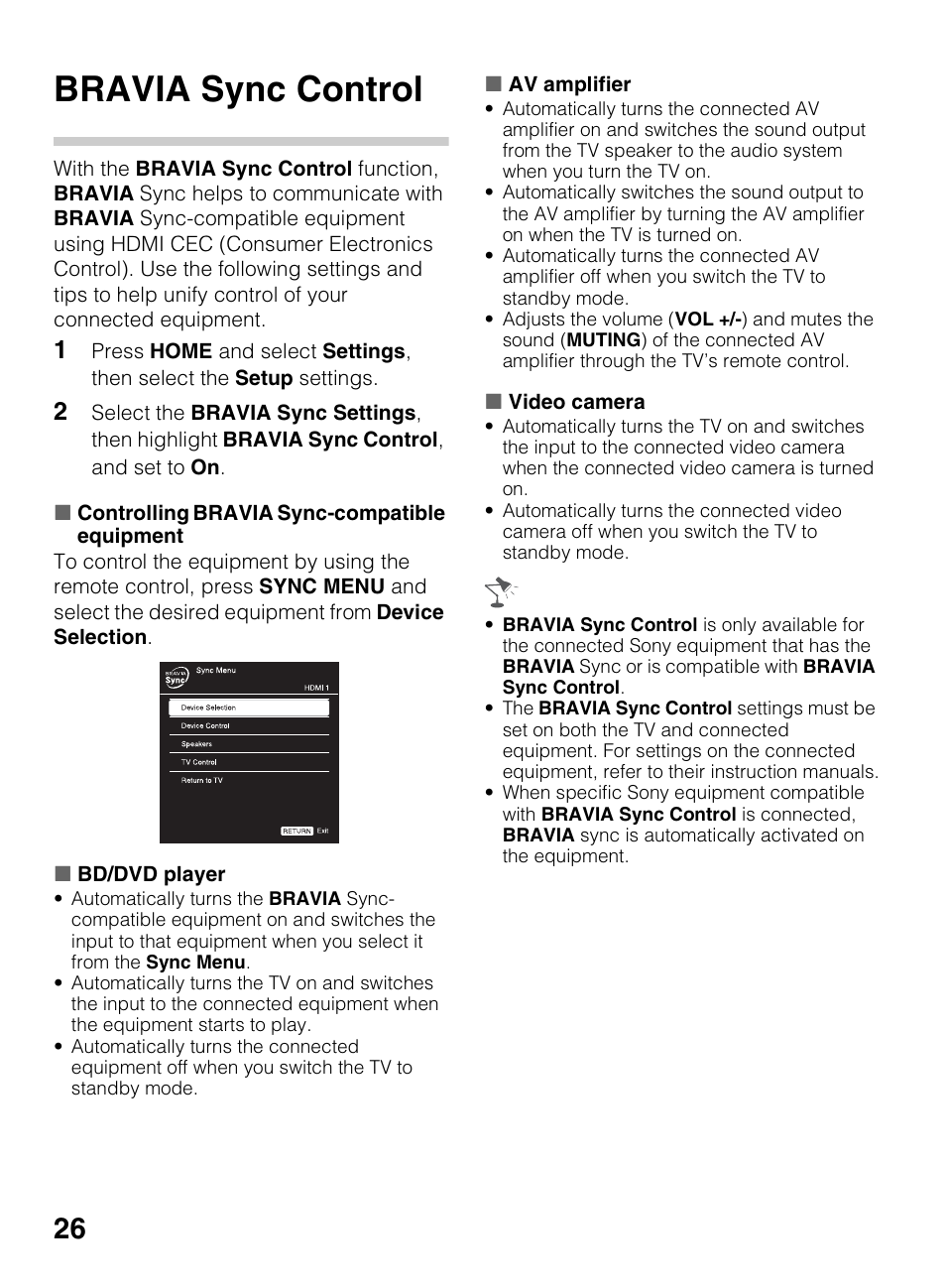 Using features, Bravia sync control | Sony KDL-50R450A User Manual | Page 26 / 68