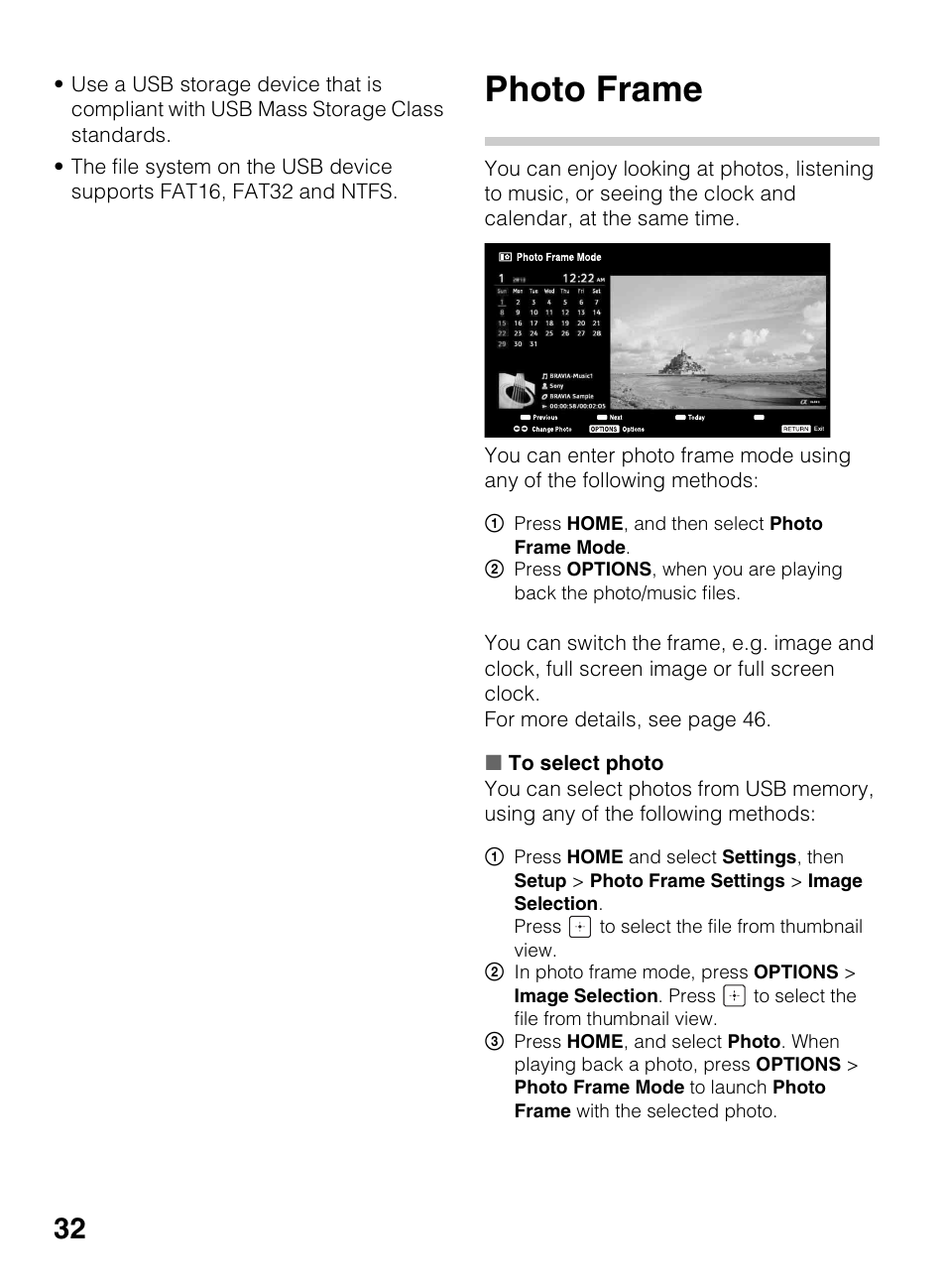 Photo frame | Sony KDL-50R450A User Manual | Page 32 / 68