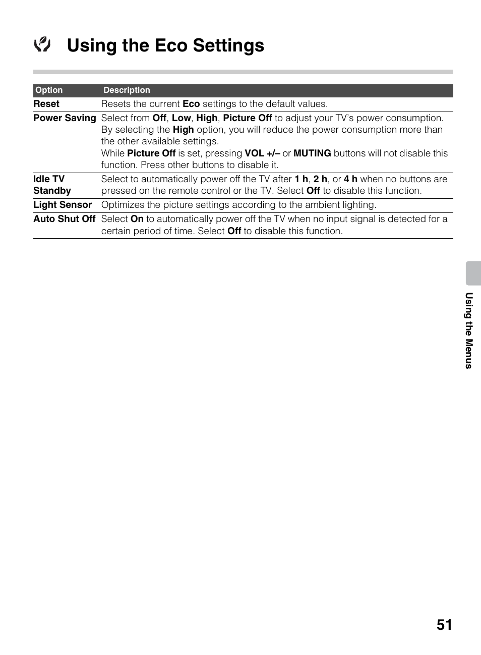 Using the eco settings | Sony KDL-50R450A User Manual | Page 51 / 68