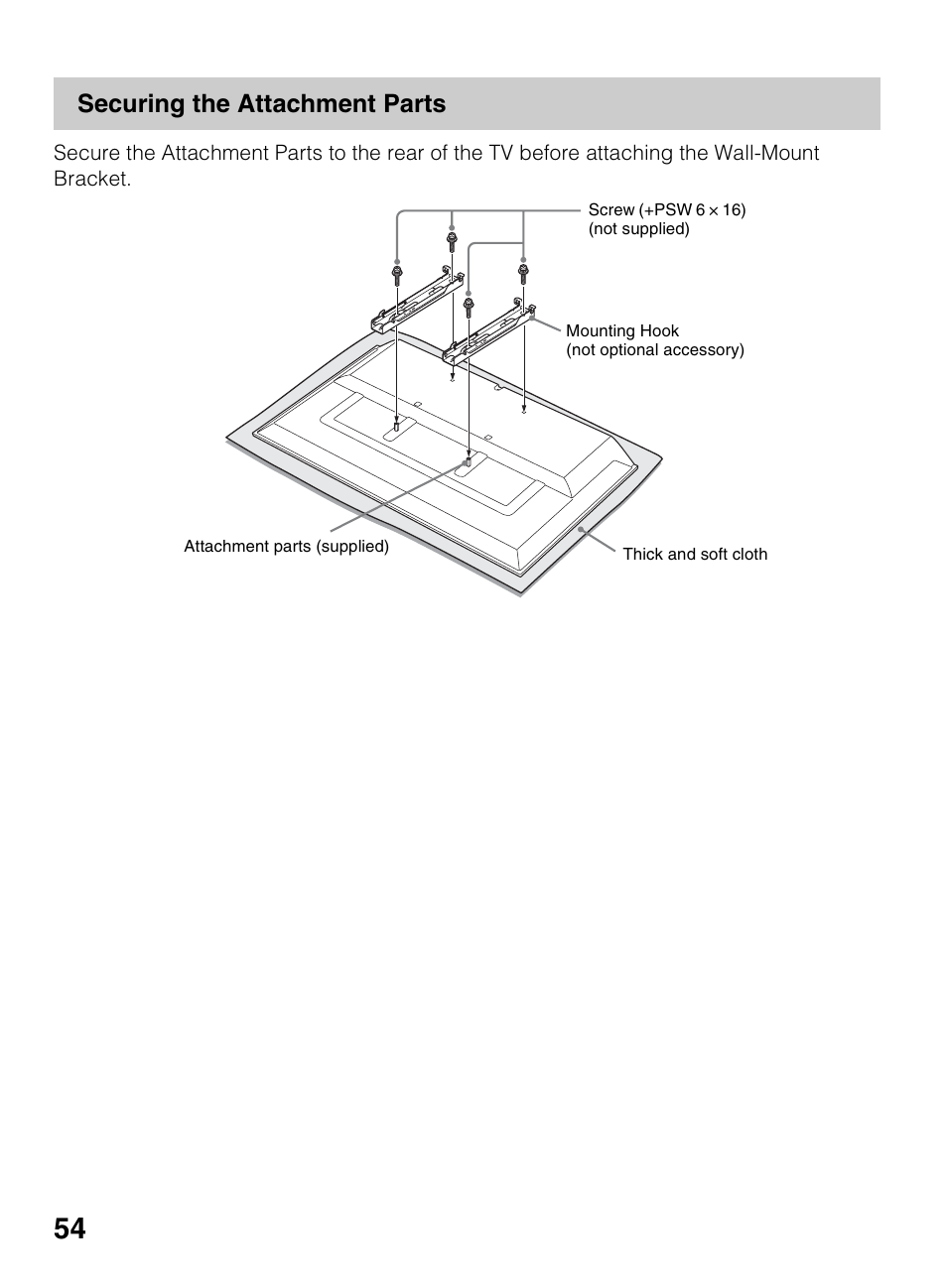 Securing the attachment parts | Sony KDL-50R450A User Manual | Page 54 / 68