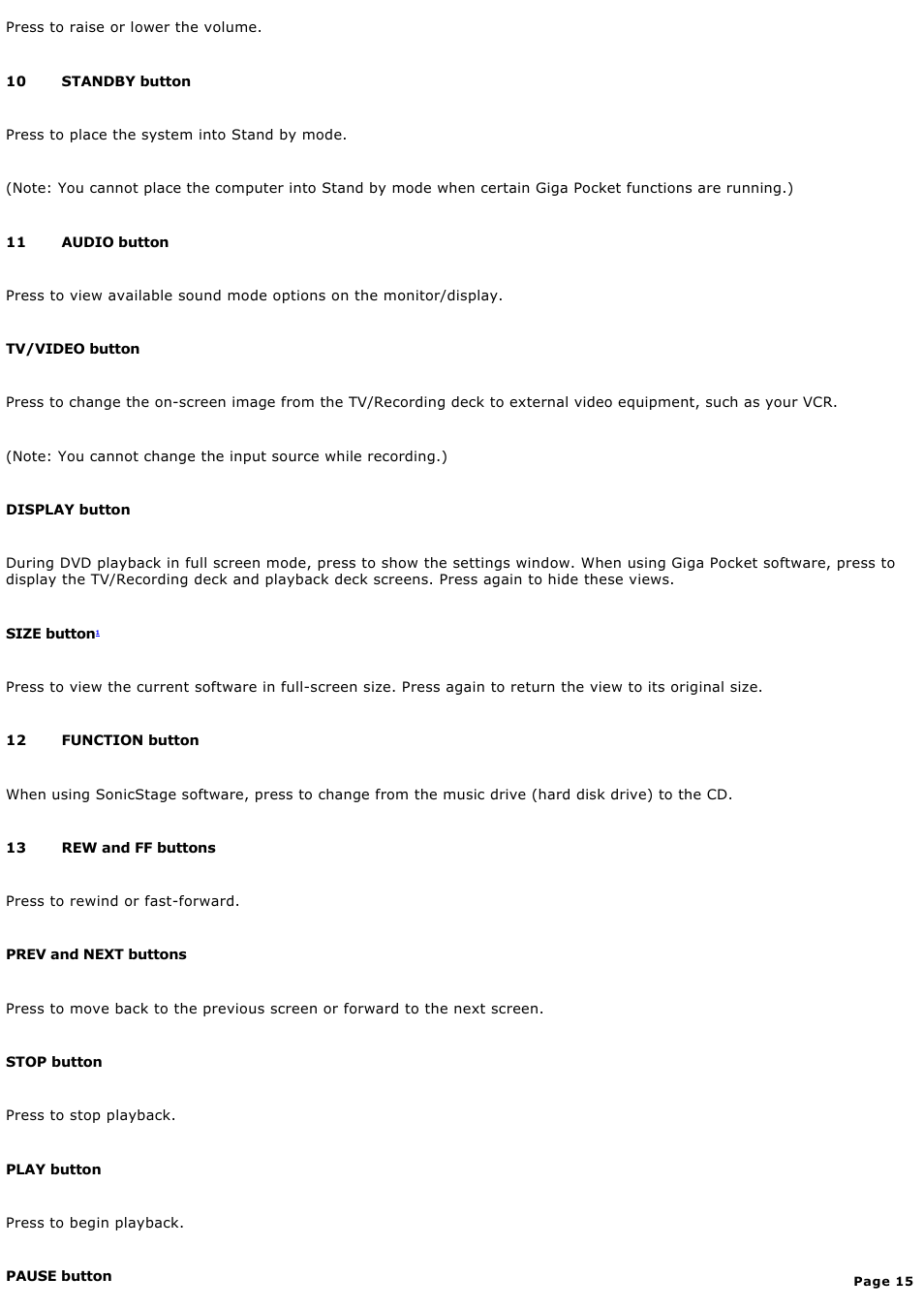 Sony PCV-W700G User Manual | Page 15 / 180