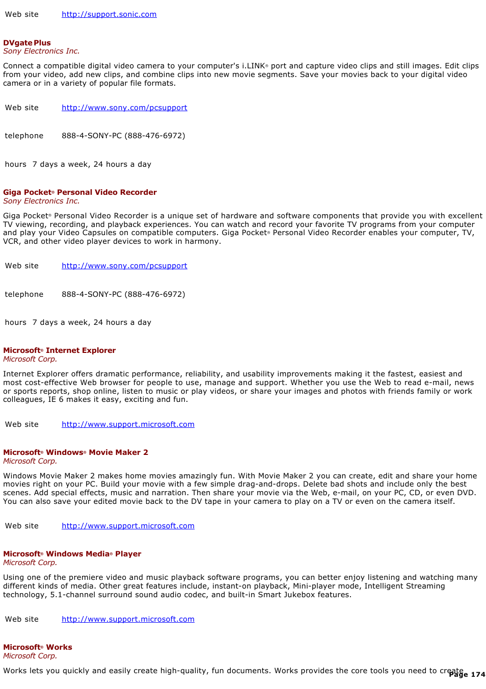 Sony PCV-W700G User Manual | Page 174 / 180