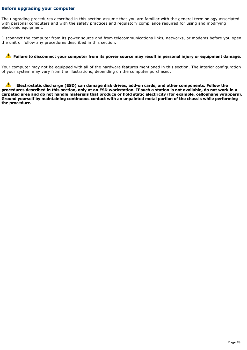 Before upgrading your computer | Sony PCV-W700G User Manual | Page 90 / 180
