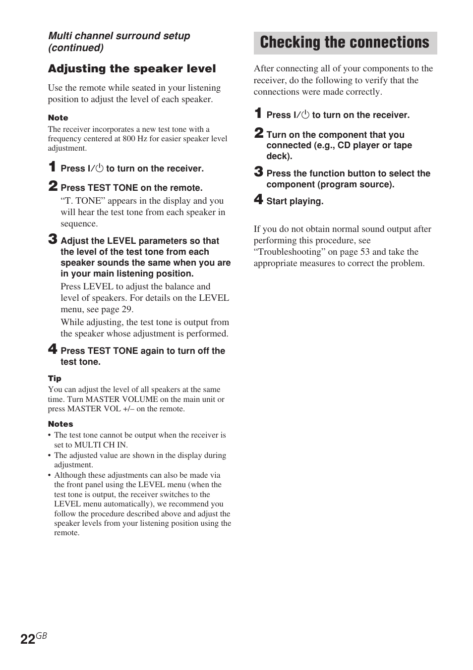 Checking the connections | Sony STR-DE685 User Manual | Page 22 / 60