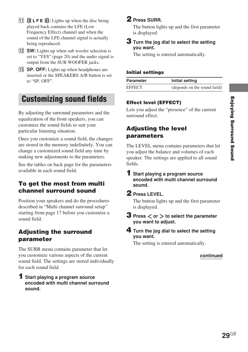 Customizing sound fields | Sony STR-DE685 User Manual | Page 29 / 60