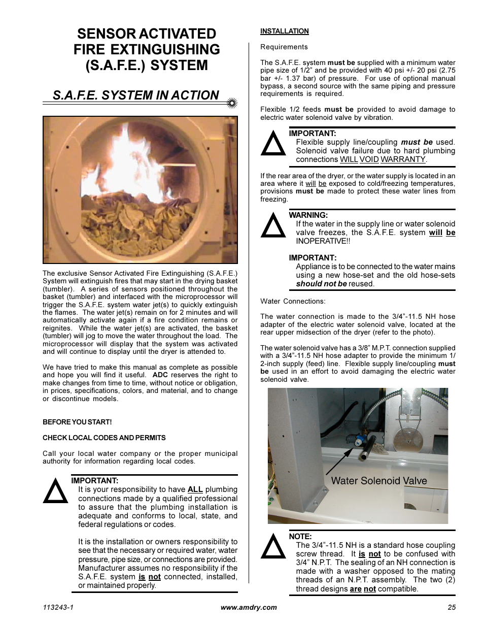 S.a.f.e. system in action | American Dryer Corp. AD-15 Phase 7 User Manual | Page 27 / 31