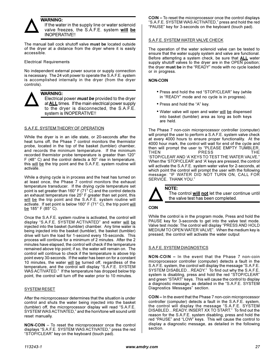 American Dryer Corp. AD-15 Phase 7 User Manual | Page 29 / 31