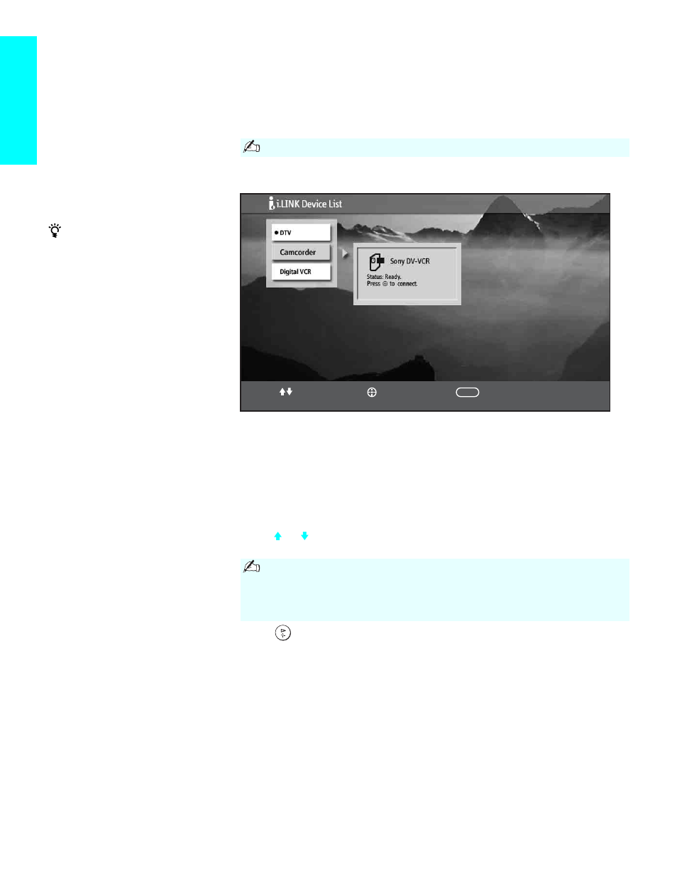 Selecting an i.link device, I.link | Sony KDE-55XBR950 User Manual | Page 96 / 135