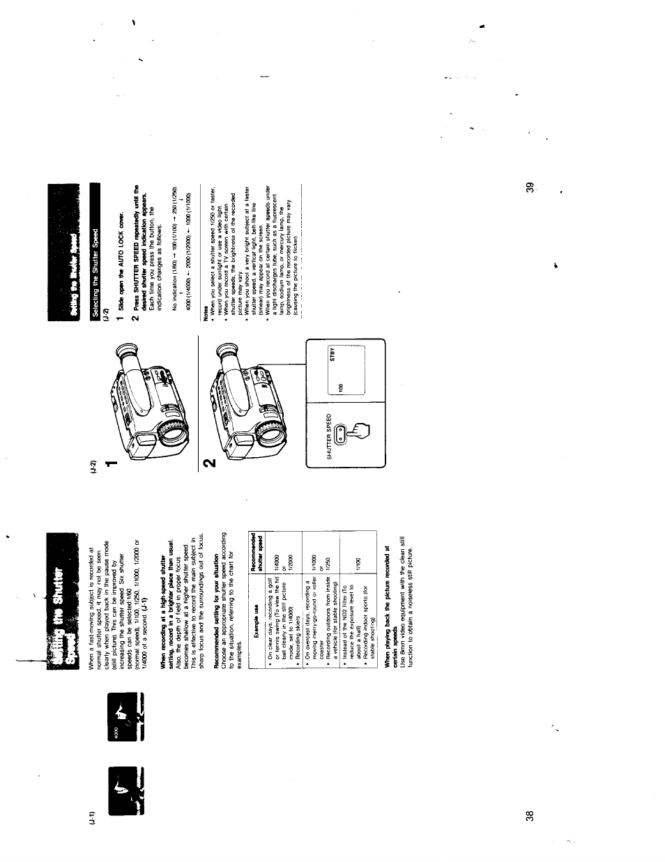 Recommeixtod setting for your situation, 1 slide open the aitto lock cover | Sony CCD-TR7 User Manual | Page 19 / 35