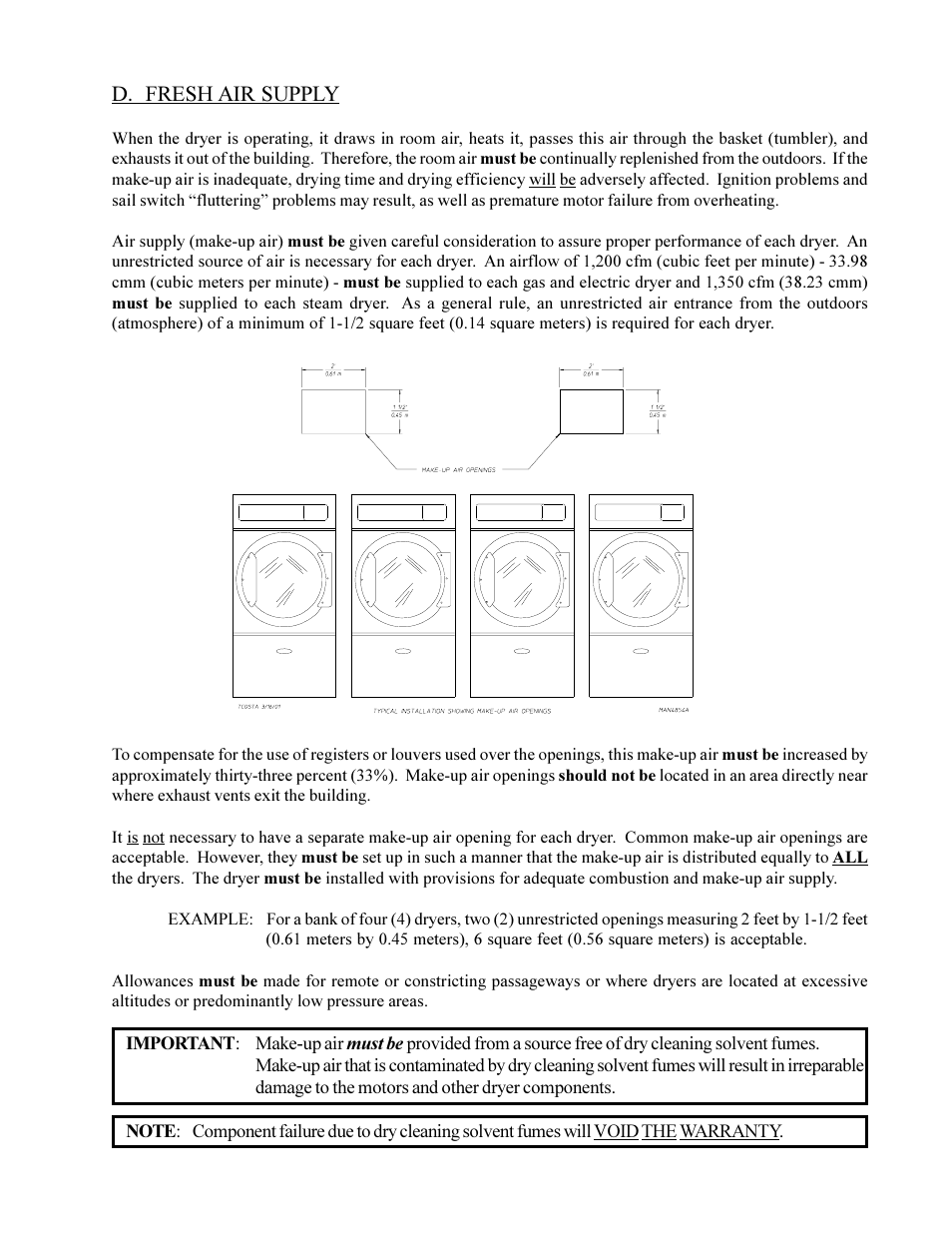 D. fresh air supply | American Dryer Corp. ML-75DIII User Manual | Page 17 / 65