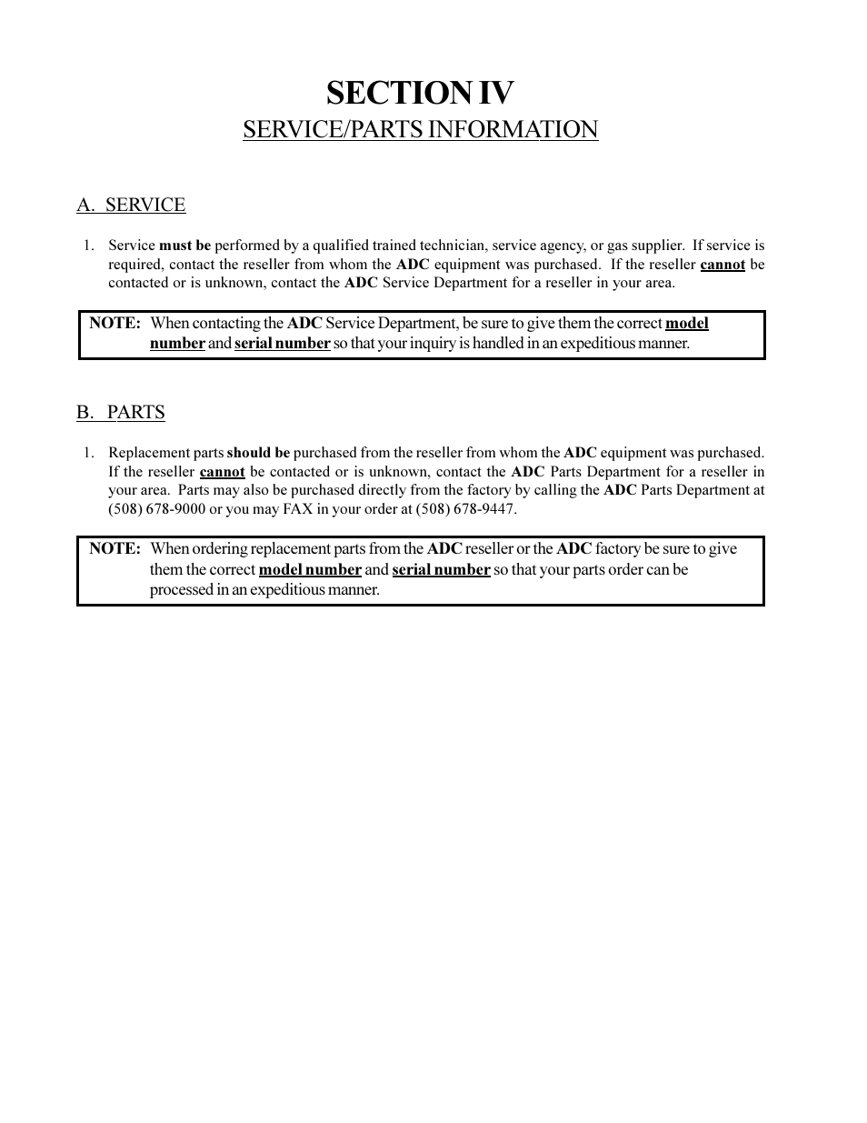 Service/parts information | American Dryer Corp. ML-75DIII User Manual | Page 44 / 65
