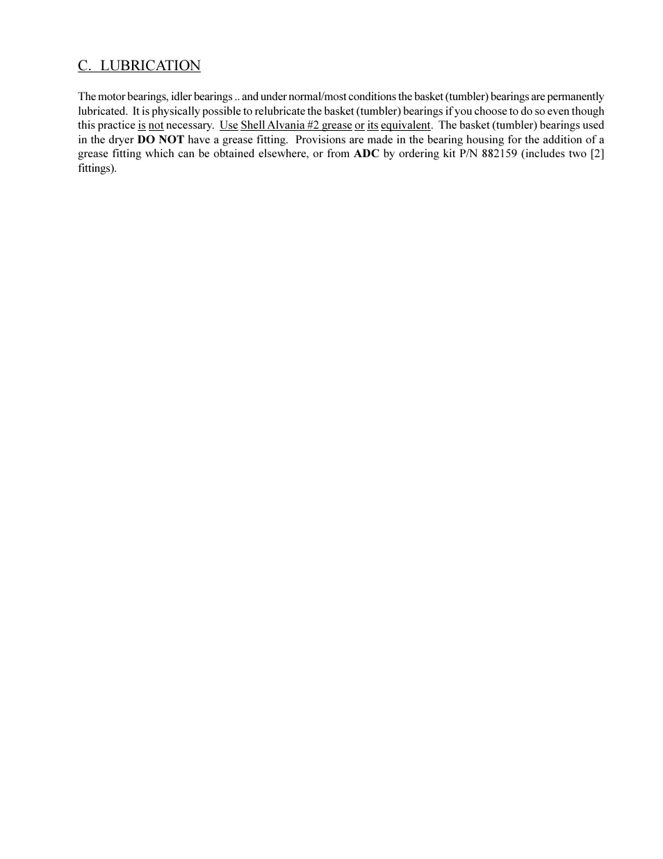 C. lubrication | American Dryer Corp. ML-75DIII User Manual | Page 49 / 65