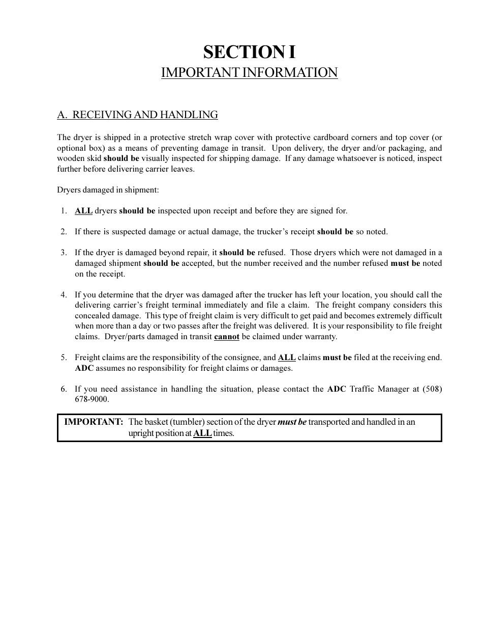 Important information | American Dryer Corp. ML-75DIII User Manual | Page 7 / 65