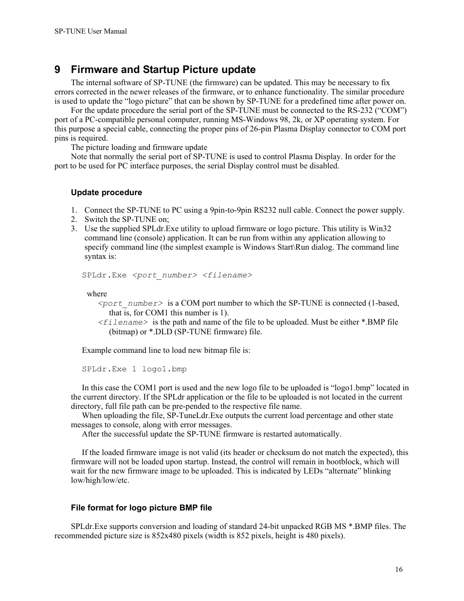 9 firmware and startup picture update | Sony EBS-SP10 User Manual | Page 17 / 20