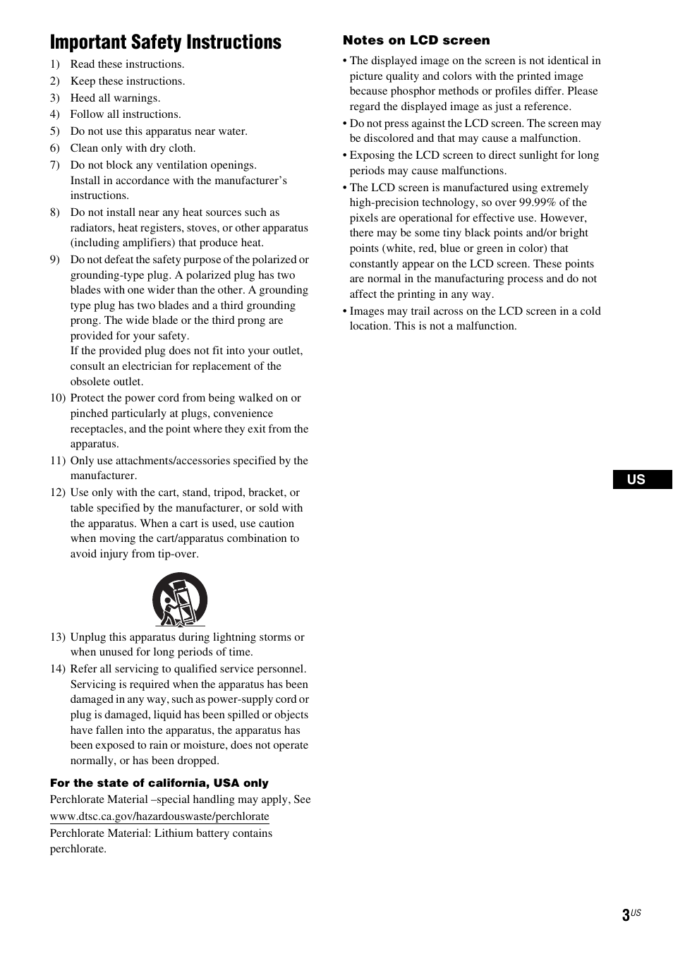 Important safety instructions | Sony ICF-CL75IP User Manual | Page 3 / 32