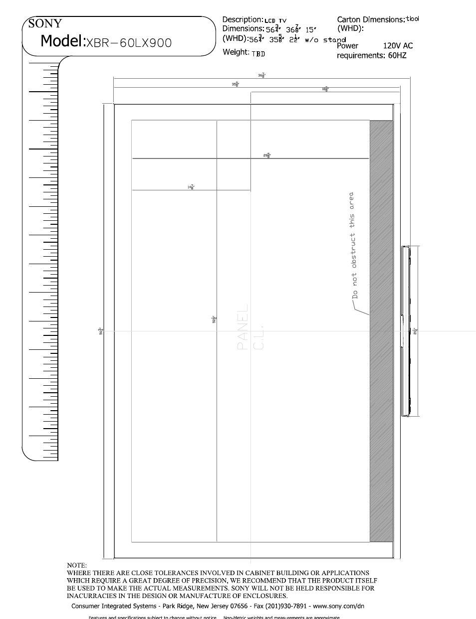Sony XBR-60LX900 User Manual | 5 pages
