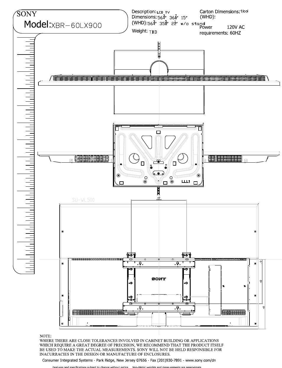 Model | Sony XBR-60LX900 User Manual | Page 5 / 5