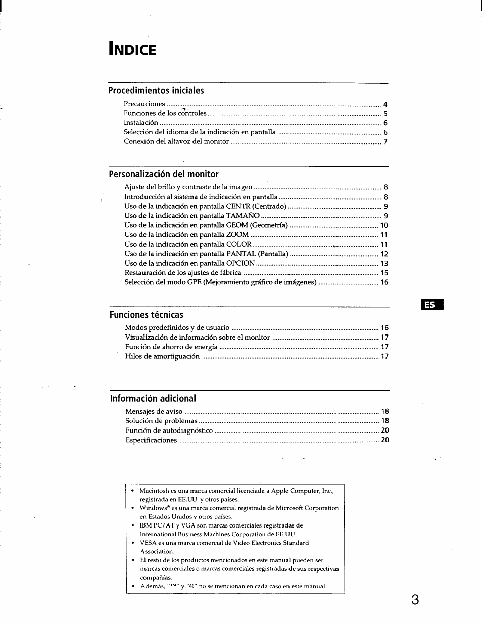 Ndice | Sony CPD-220GS User Manual | Page 39 / 76