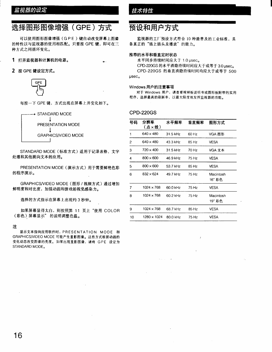 2 gpe liis$:^]s;c, G p e ) : ^ i t sisfrfflppijs | Sony CPD-220GS User Manual | Page 70 / 76