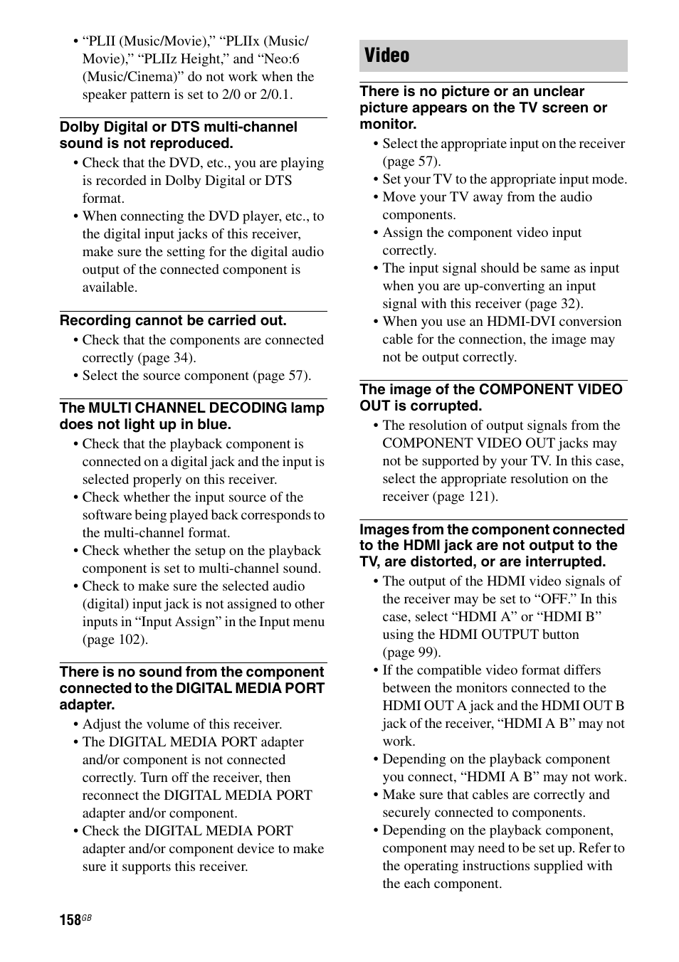 Video | Sony STR-DA4600ES User Manual | Page 158 / 170
