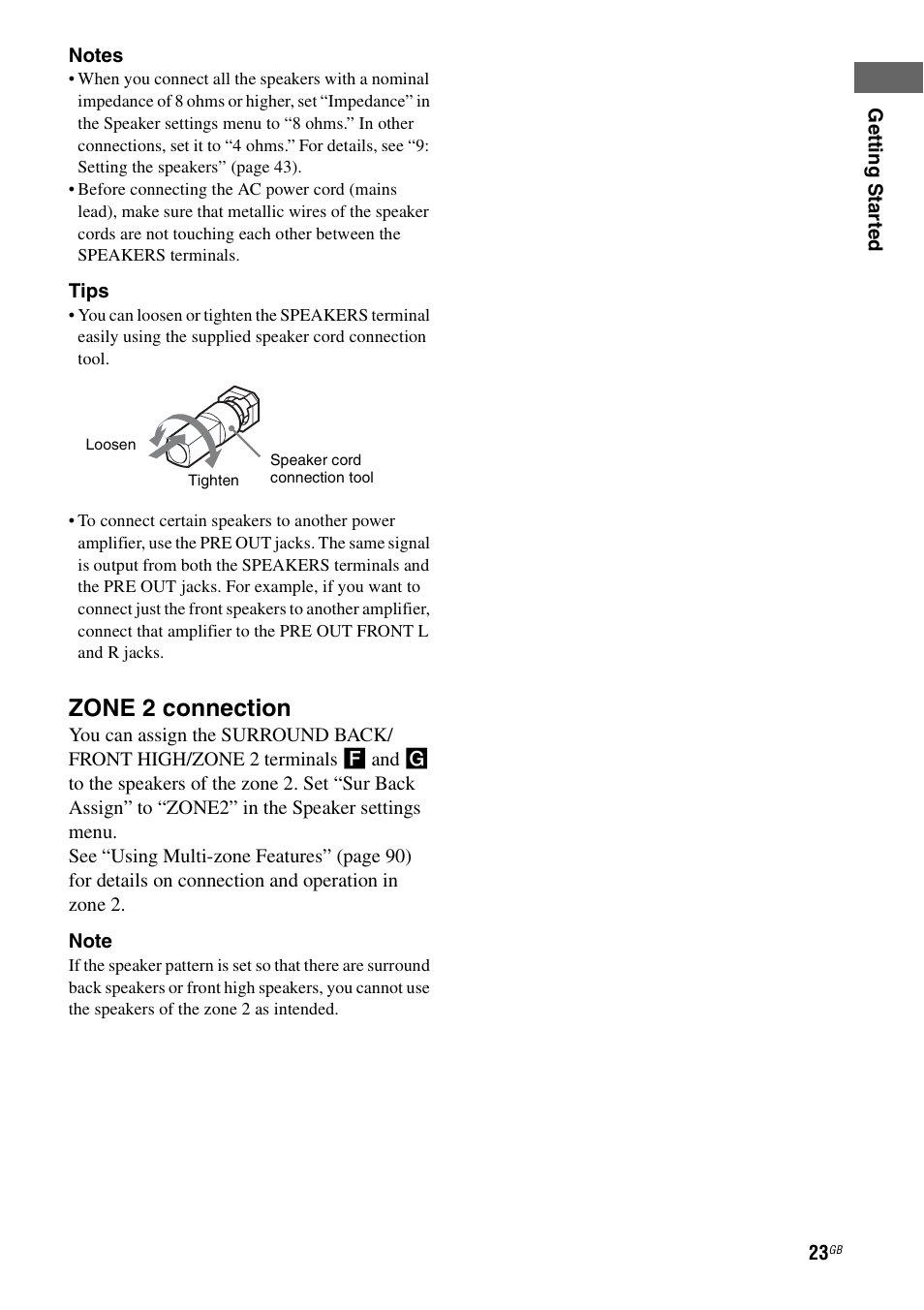Zone 2 connection | Sony STR-DA4600ES User Manual | Page 23 / 170