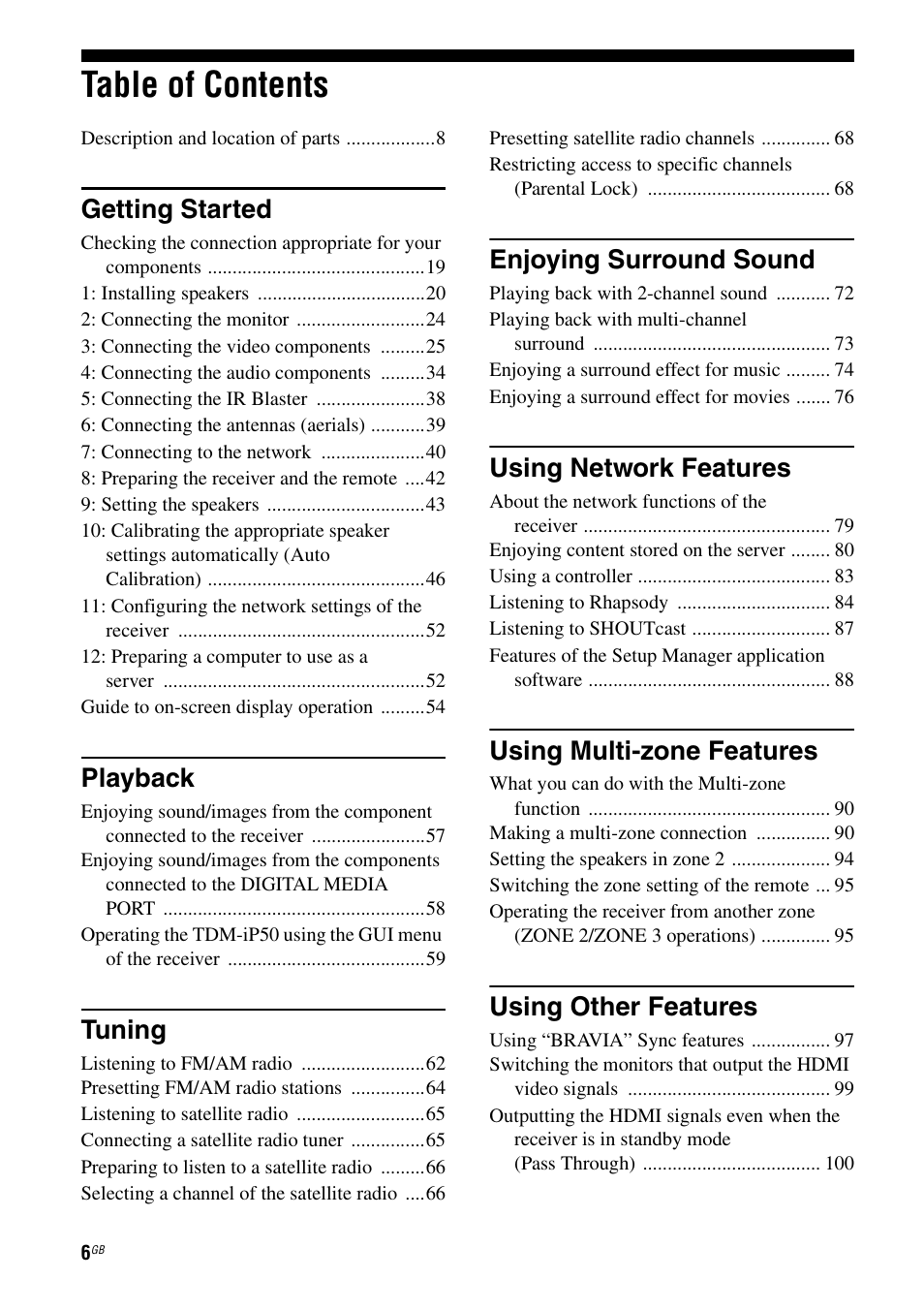Sony STR-DA4600ES User Manual | Page 6 / 170