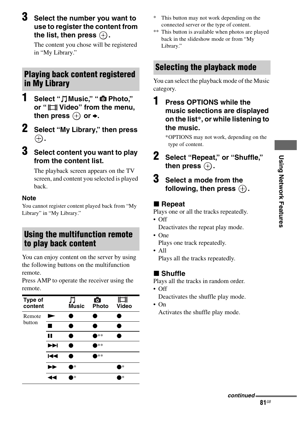 Selecting the playback mode | Sony STR-DA4600ES User Manual | Page 81 / 170