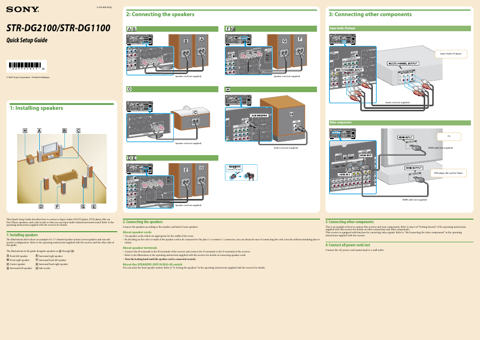 Sony STR-DG2100 User Manual | 2 pages