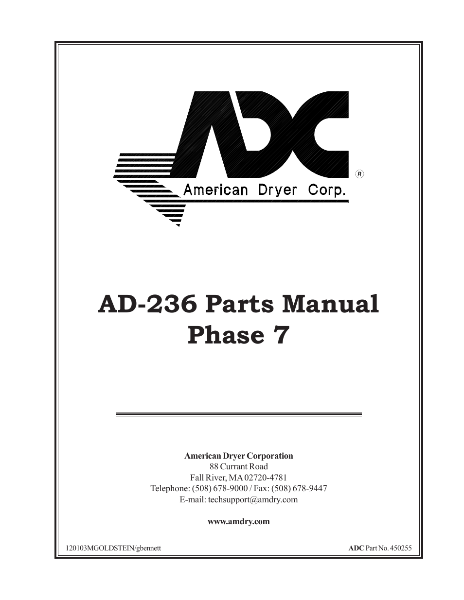 American Dryer Corp. AD-236 User Manual | 33 pages