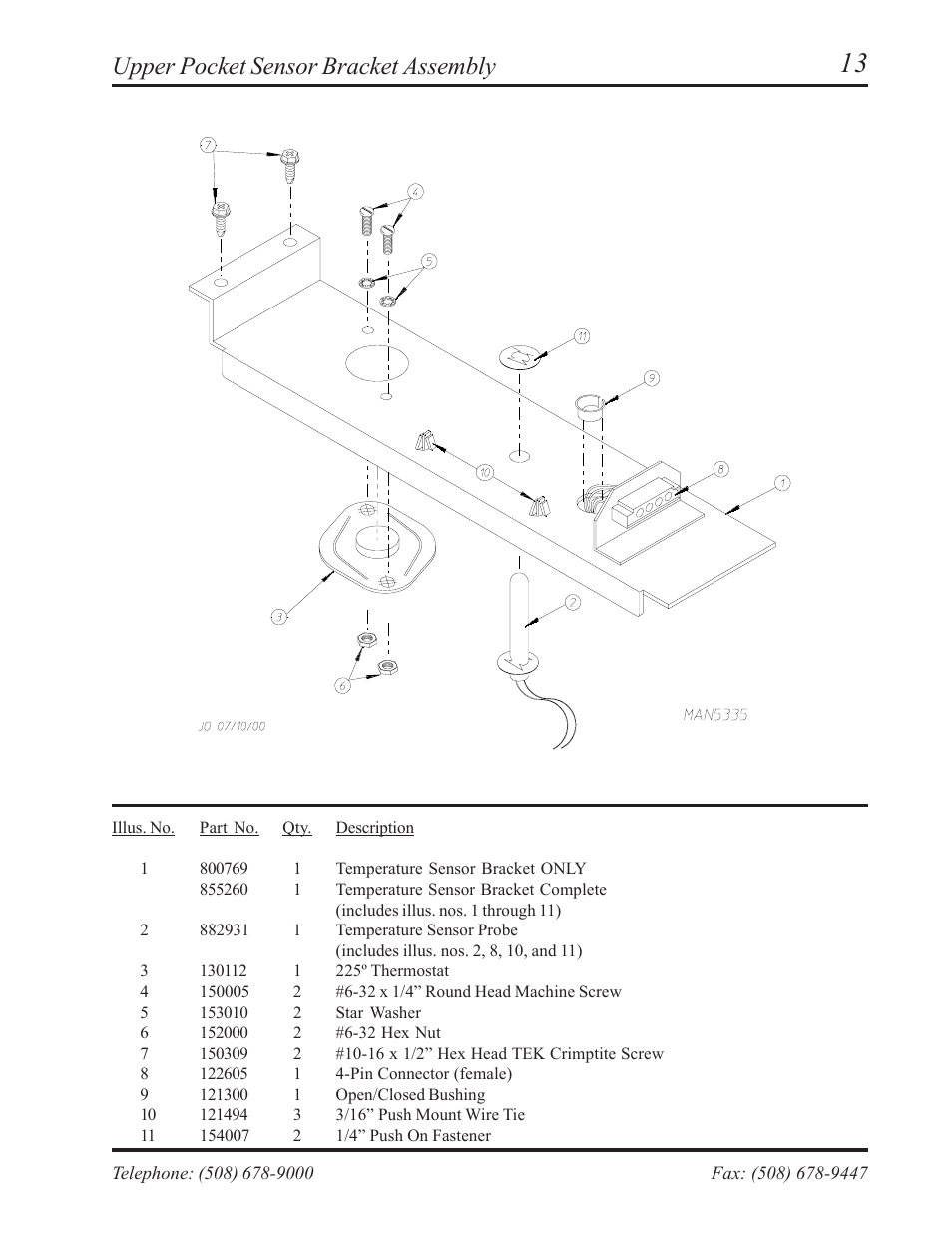 Upper pocket sensor bracket assembly | American Dryer Corp. AD-236 User Manual | Page 15 / 33