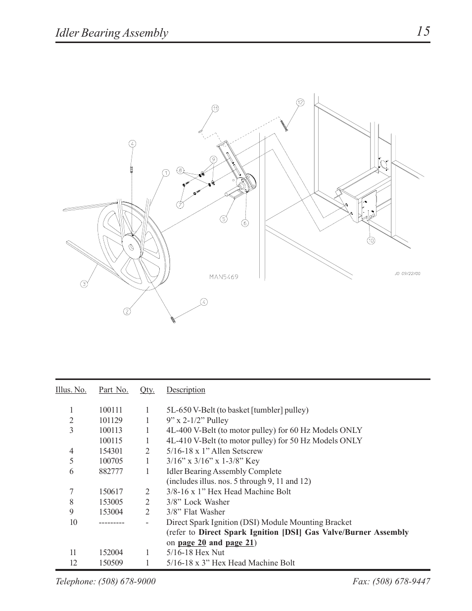 Idler bearing assembly | American Dryer Corp. AD-236 User Manual | Page 17 / 33