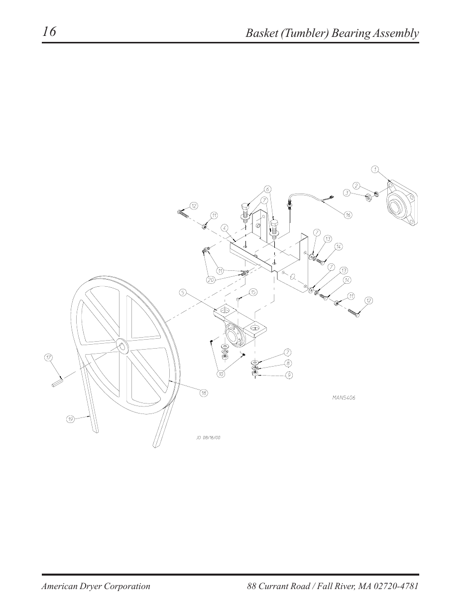 Basket (tumbler) bearing assembly , 17 | American Dryer Corp. AD-236 User Manual | Page 18 / 33