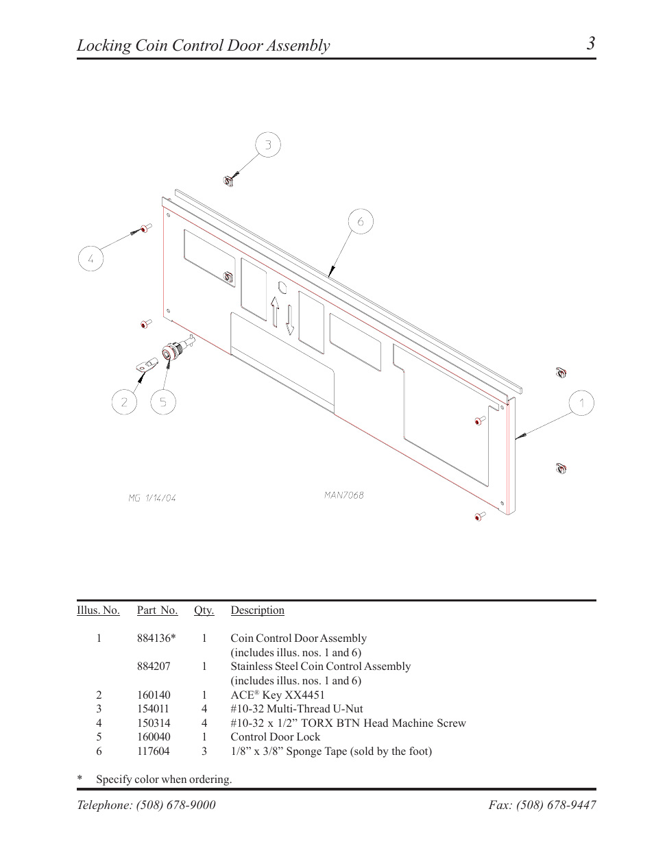 Locking coin control door assembly | American Dryer Corp. AD-236 User Manual | Page 5 / 33