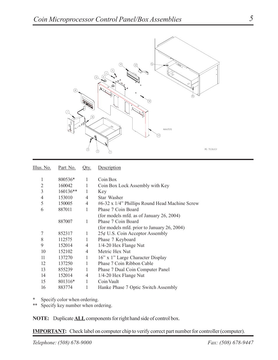 Coin microprocessor control panel/box assemblies | American Dryer Corp. AD-236 User Manual | Page 7 / 33