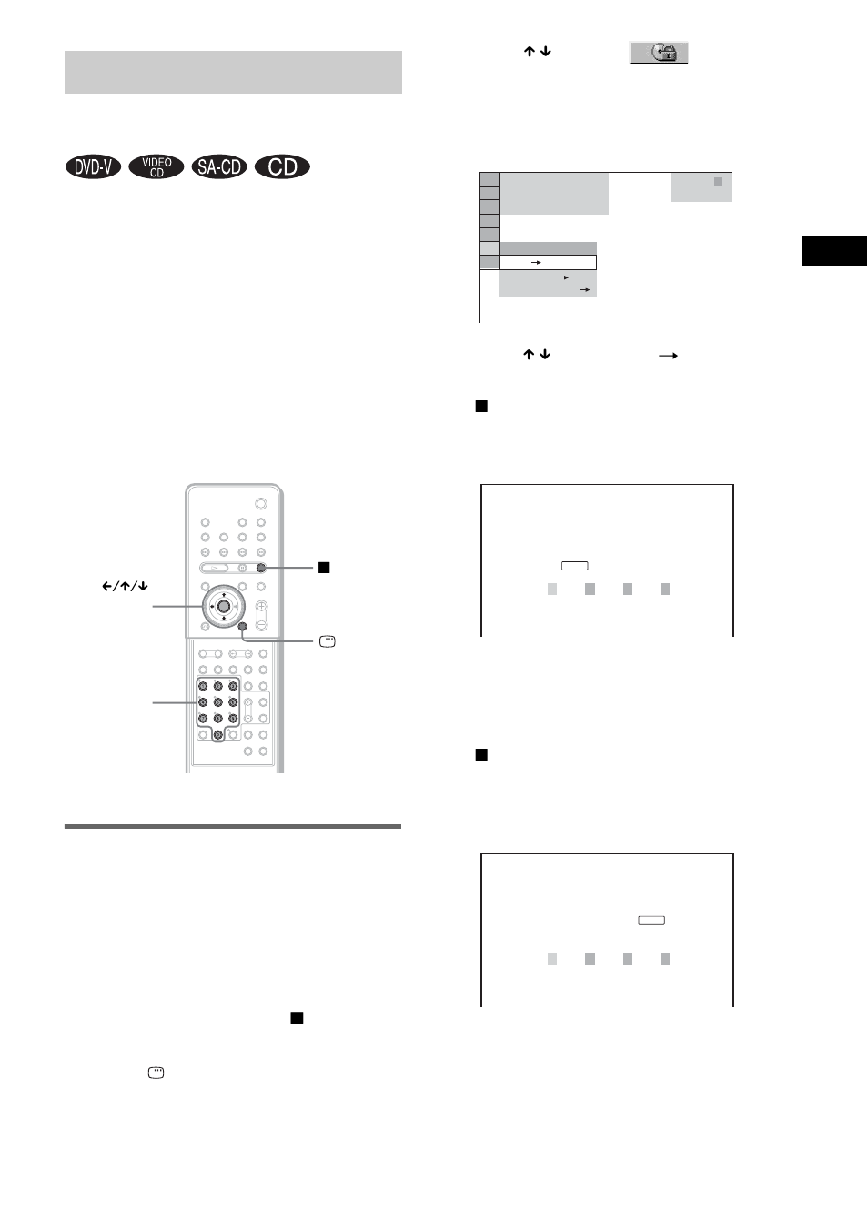 Locking discs, Custom parental control, parental control) | Sony DAV-FX100W User Manual | Page 69 / 112
